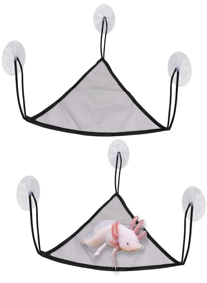 Niuohoy 2 Pcs Axolotl Bearded Dragon Lizard Hammock with Large Suctions and Rope No Rust Breathable Mesh Reptile Hammock Tank Accessories for Geckos, Iguanas, Anoles, Snakes, Chameleon (Black) - Image 1